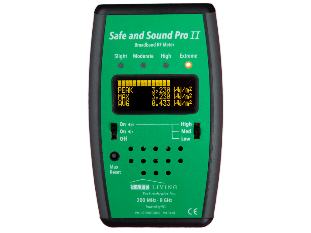 5G ready Safe and Sound Pro II RF Meter (EMF detector - Made in Canada - 2 Year Warranty)
